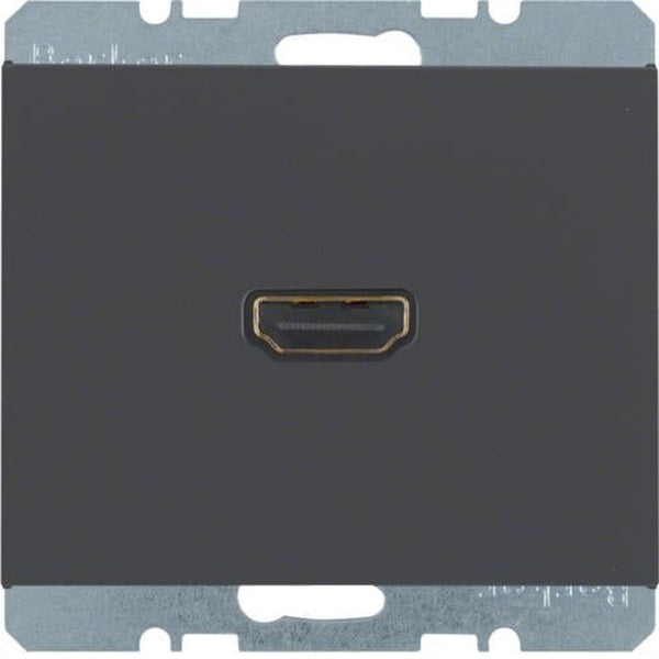 Prise Hdmi avec fiche de connexion 90° Berker K.1 Anthracite, mat