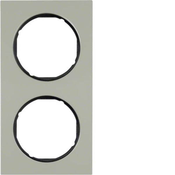 Cover plate 2-gang Berker R.3 Stainless steel / Black