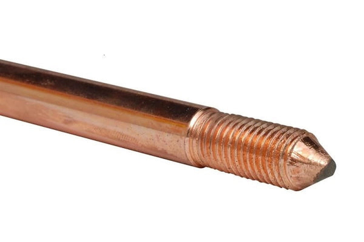 Copper-clad earth rod, round, 16mm, 1.5 meters, 30µ (micron), connectable