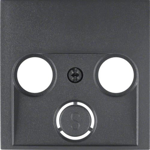Berker Matt Anthracite 2/3 Hole Coaxial Trim Plate