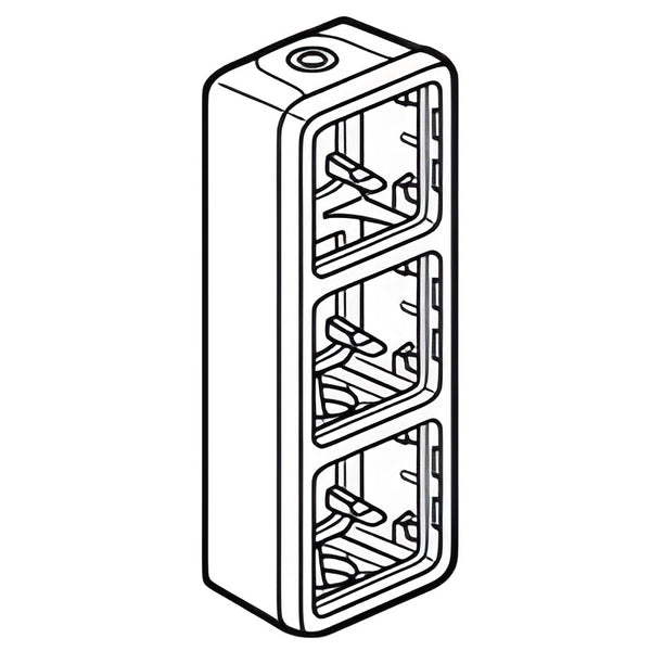 Plexo vertical three-gang enclosure two entries Grey