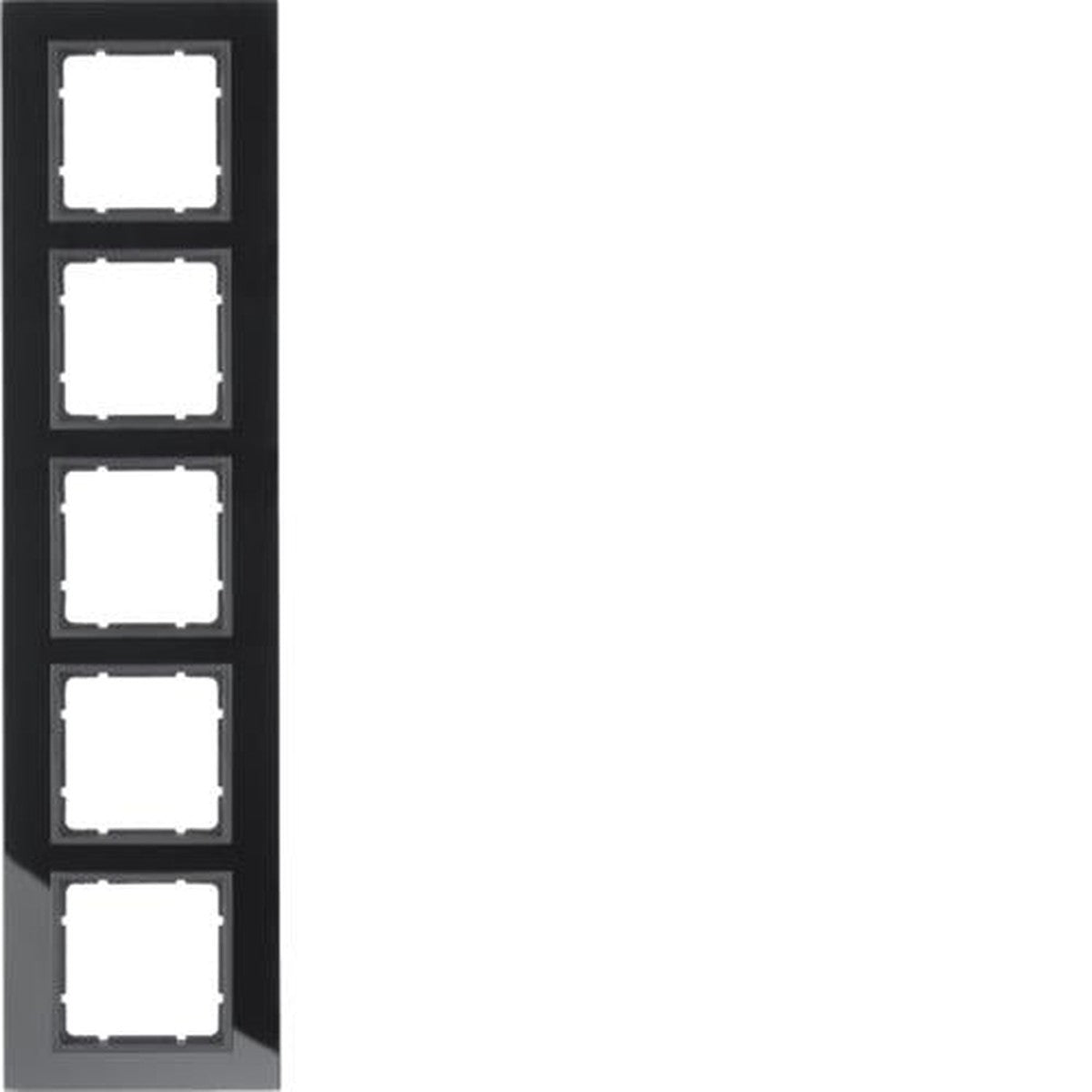Plaque de recouvrement 5 postes Berker B.7 Verre, Noir