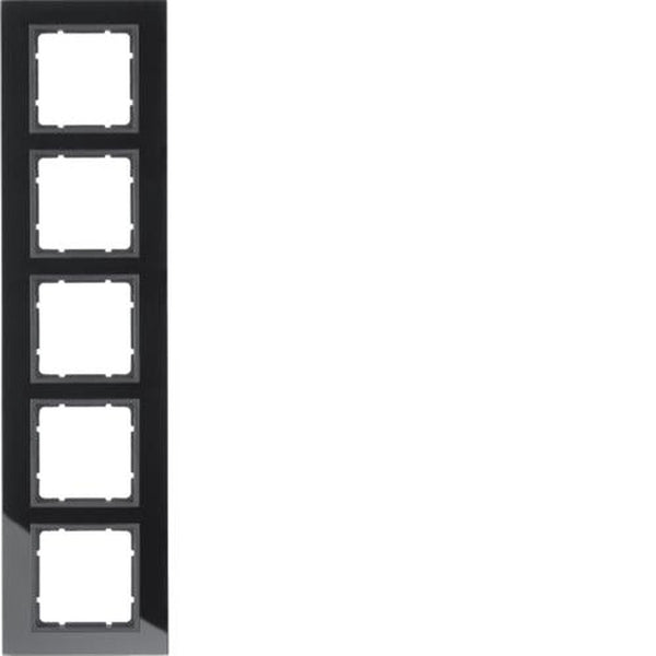 Plaque de recouvrement 5 postes Berker B.7 Verre, Noir