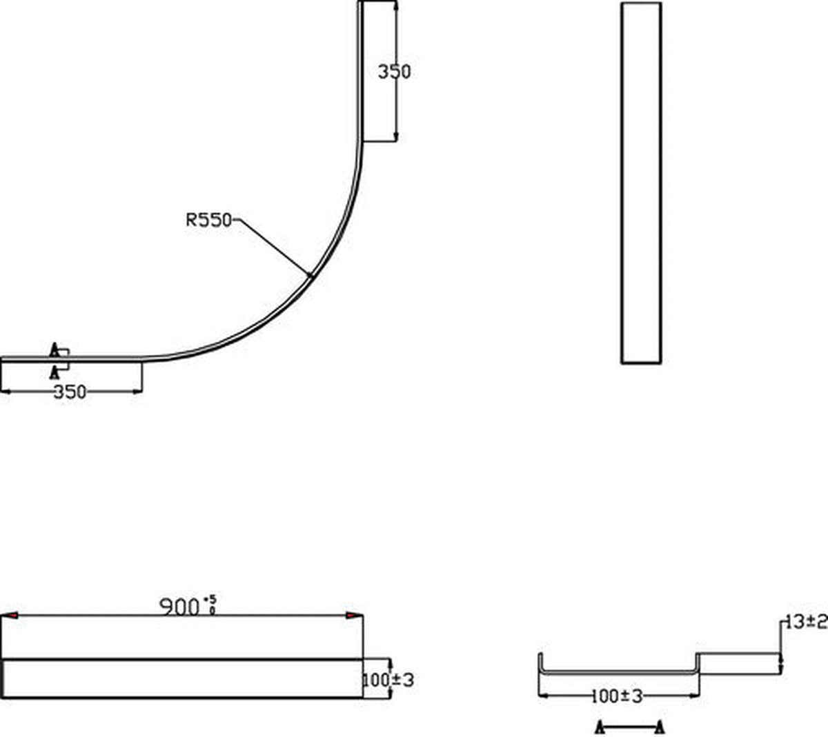 Van Marcke ESQU douchepaneel voor kwartrond, composiet model 10cm wit