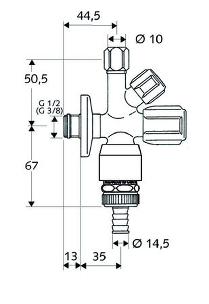 Schell Comfort hoekstopkraan combinatie 1/2"M