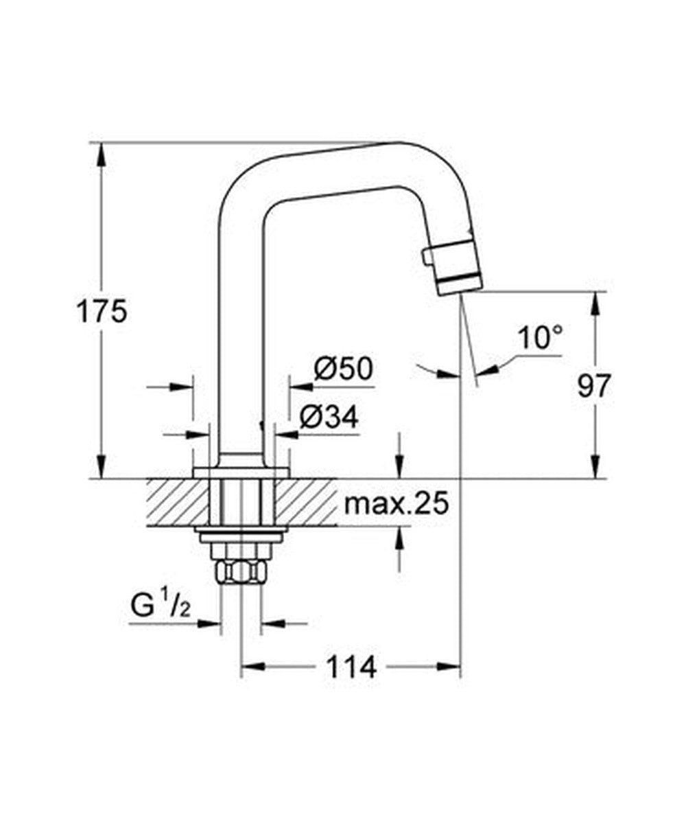 Grohe 7° koudwaterkraan met uitloop