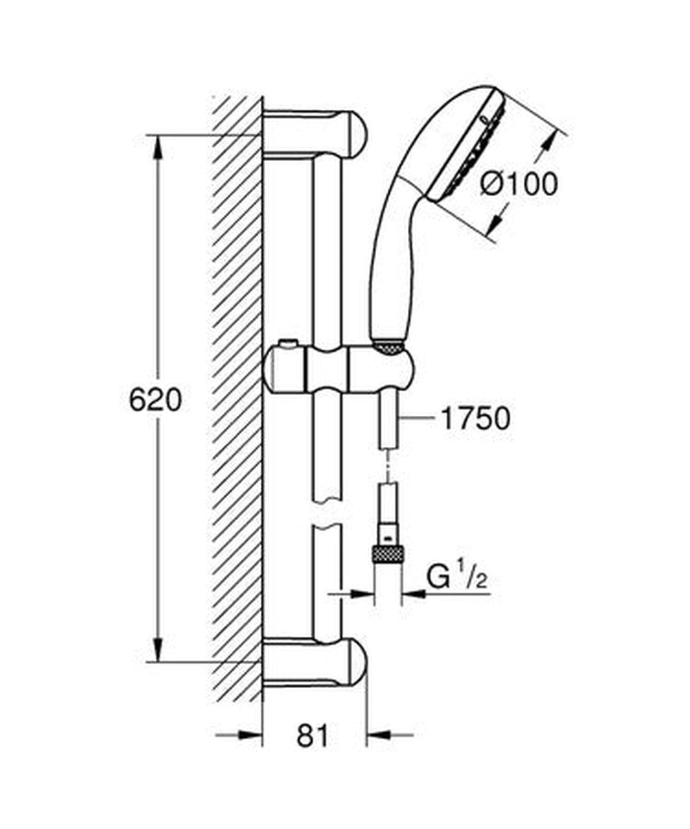 Grohe New Tempesta 100 douchesysteem - 3 straalsoorten