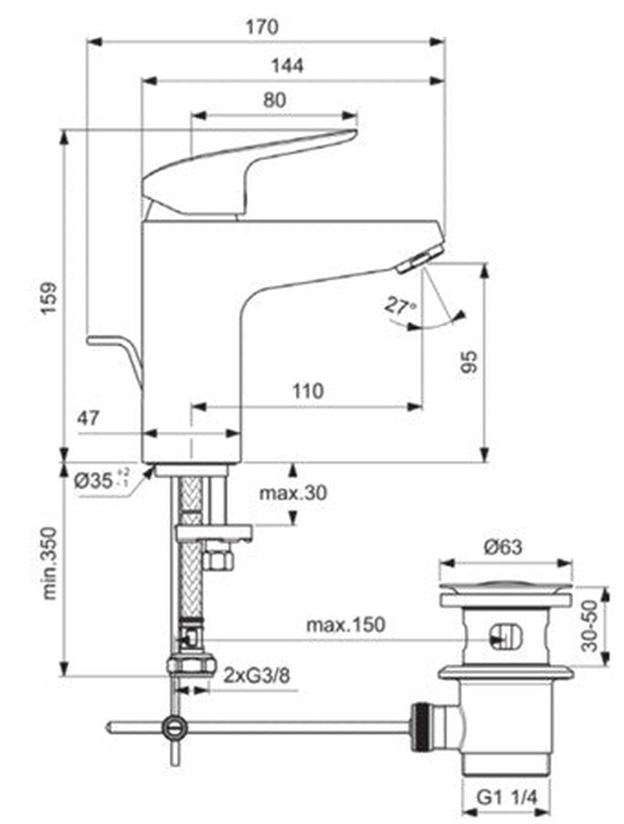 Ideal Standard Ceraflex Grande wastafelmengkraan met afvoerplug