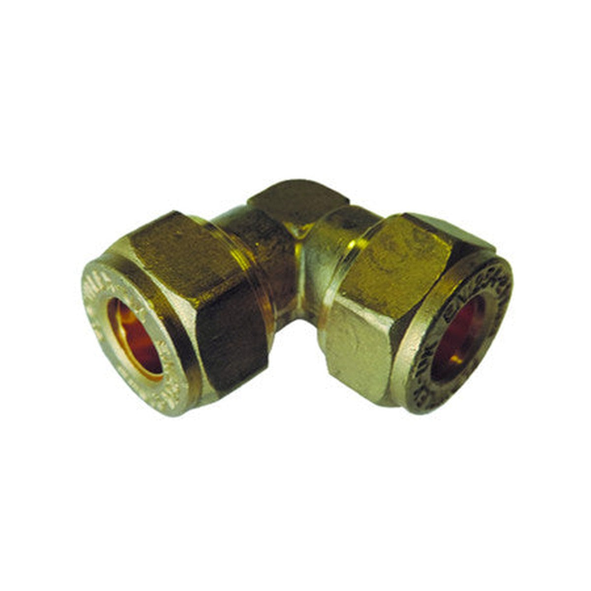 Bi-conical brass elbow for 18x18mm copper tube