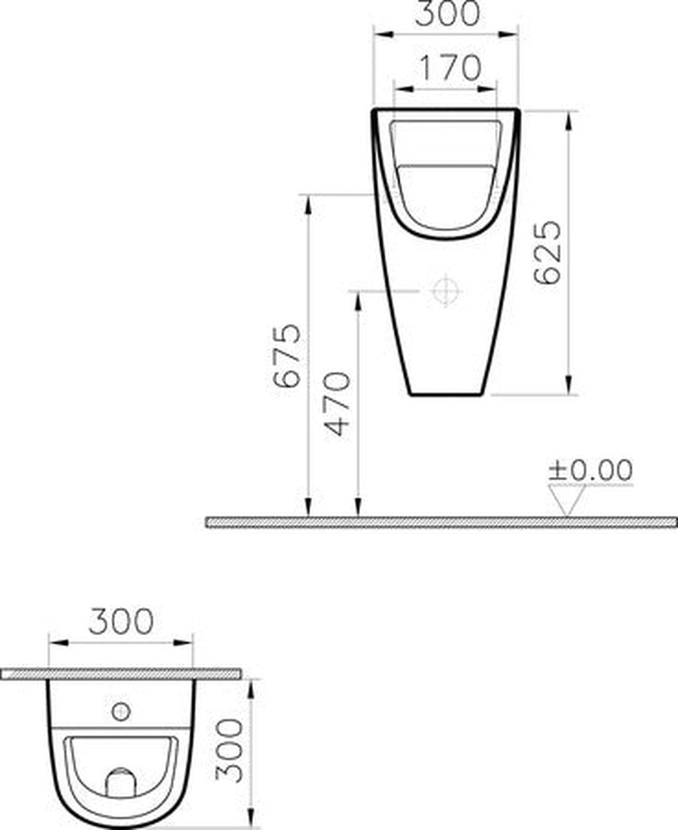 Star+ Wall-hung concealed urinal 300x300x625mm white