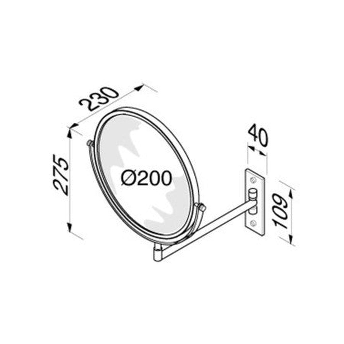 Vergrotende spiegel 3x draaibaar zwart D200mm