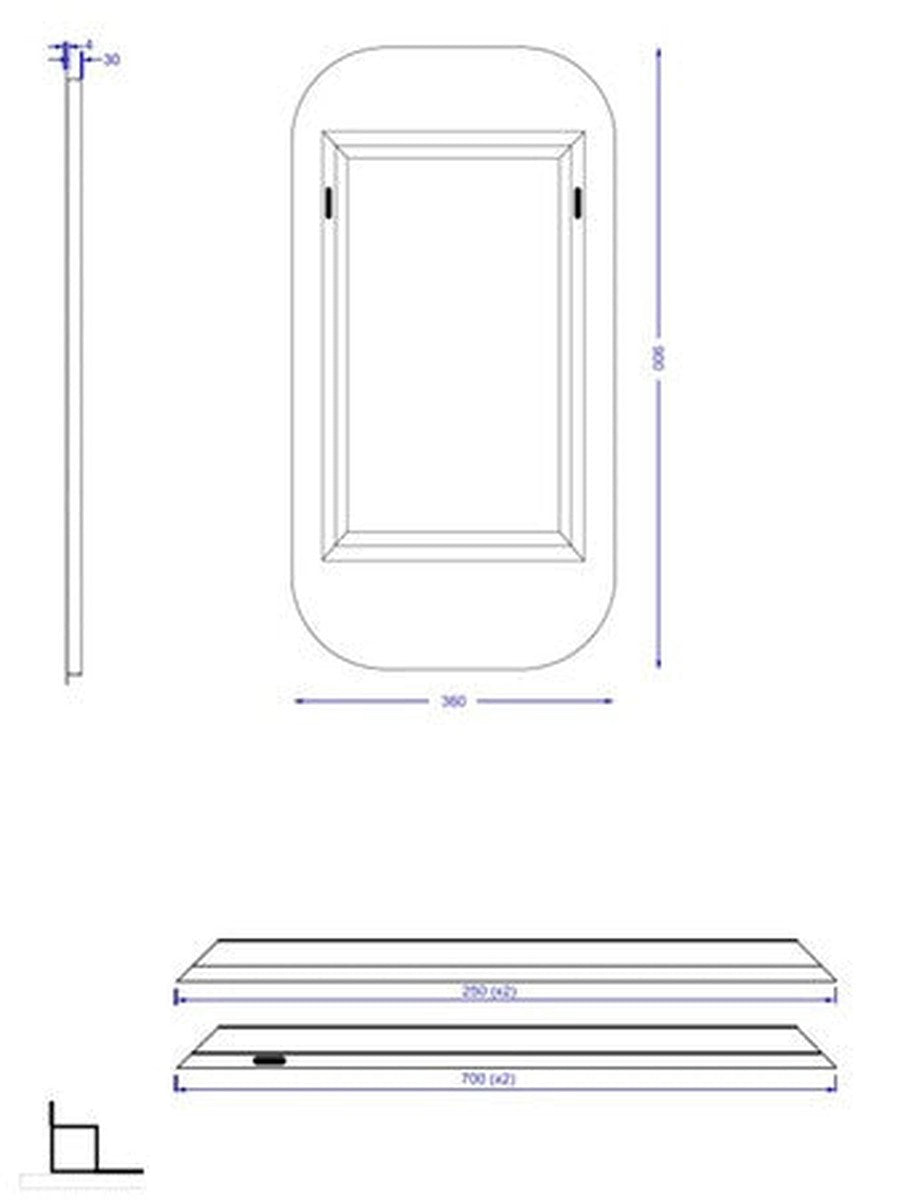 Van Marcke Nero Rectangular Mirror without Lighting