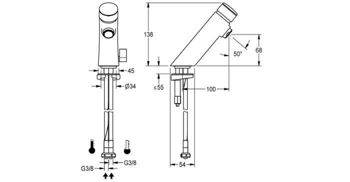 Franke F3S-Mix F3SM1001 zelfsluitende wastafelmengkraan