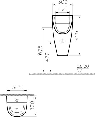 Star+ Wall-hung concealed urinal 300x300x625mm white