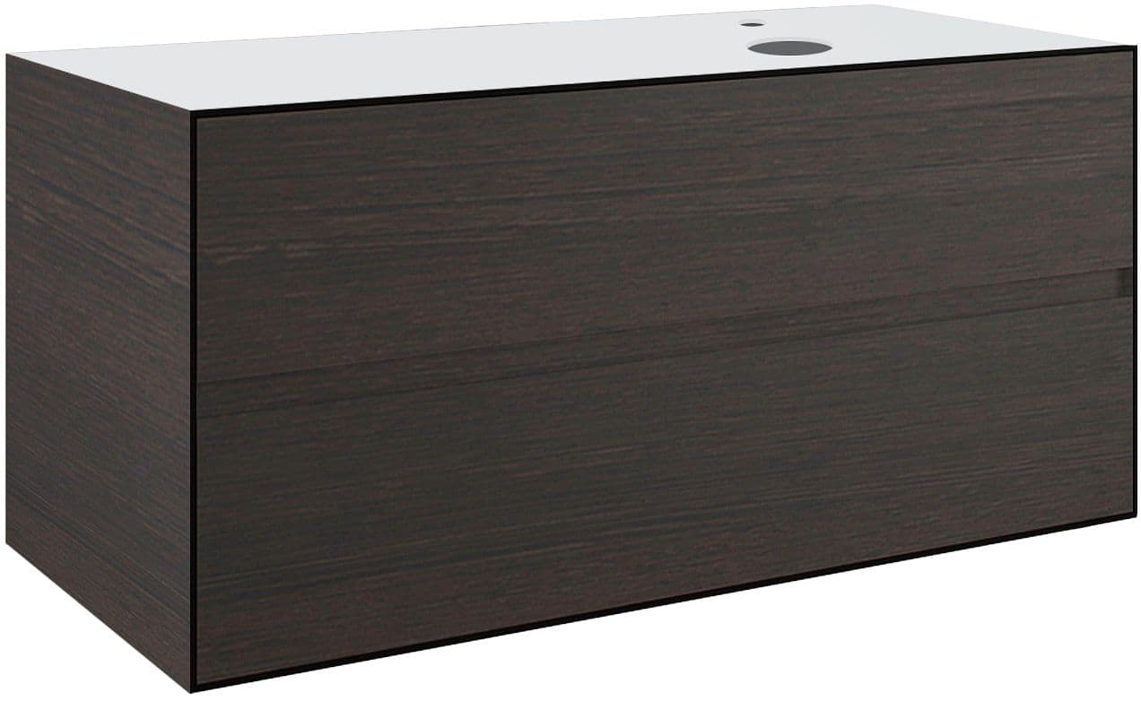 SOUS MEUBLE 2 TIROIRS+ TABLET POUR LAVABO A POSER DROITE TENSO 120CM TENSO +TROU ROBINET WENGE