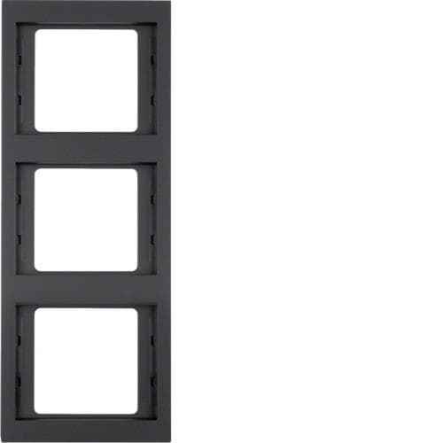 Plaque de recouvrement 3 postes pour montage vertical Berker K.1 Anthracite, mat
