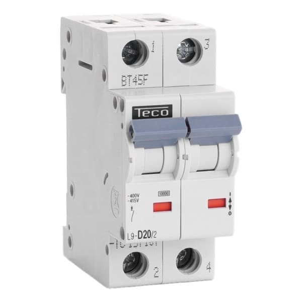 Disjoncteur 2 pôles 20A 10kA courbe D
