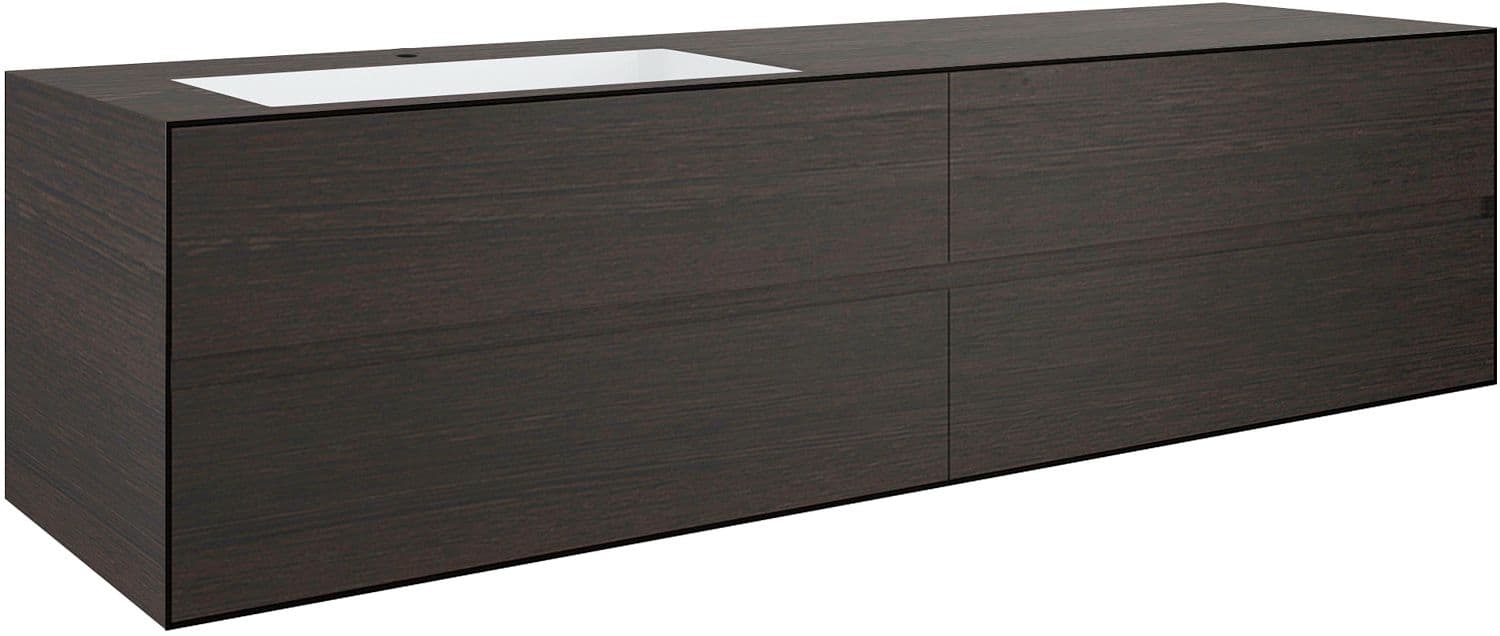 SOUS MEUBLE 4 TIROIRS+ LAVABO SOUS ENCASTRER GAUCHE TENSO 180CM +TROU ROBINET WENGE