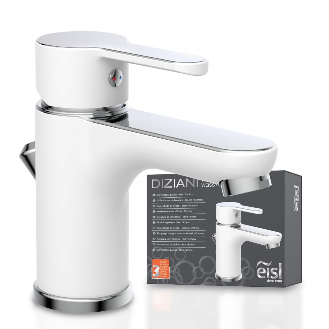 NI075DINWCR DIZIANI Mitigeur lavabo, blanc/chromé