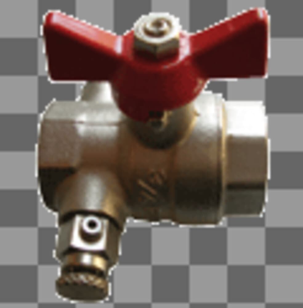 robinet à bille avec purgeur passage intégral manette papillon 3/4"FF