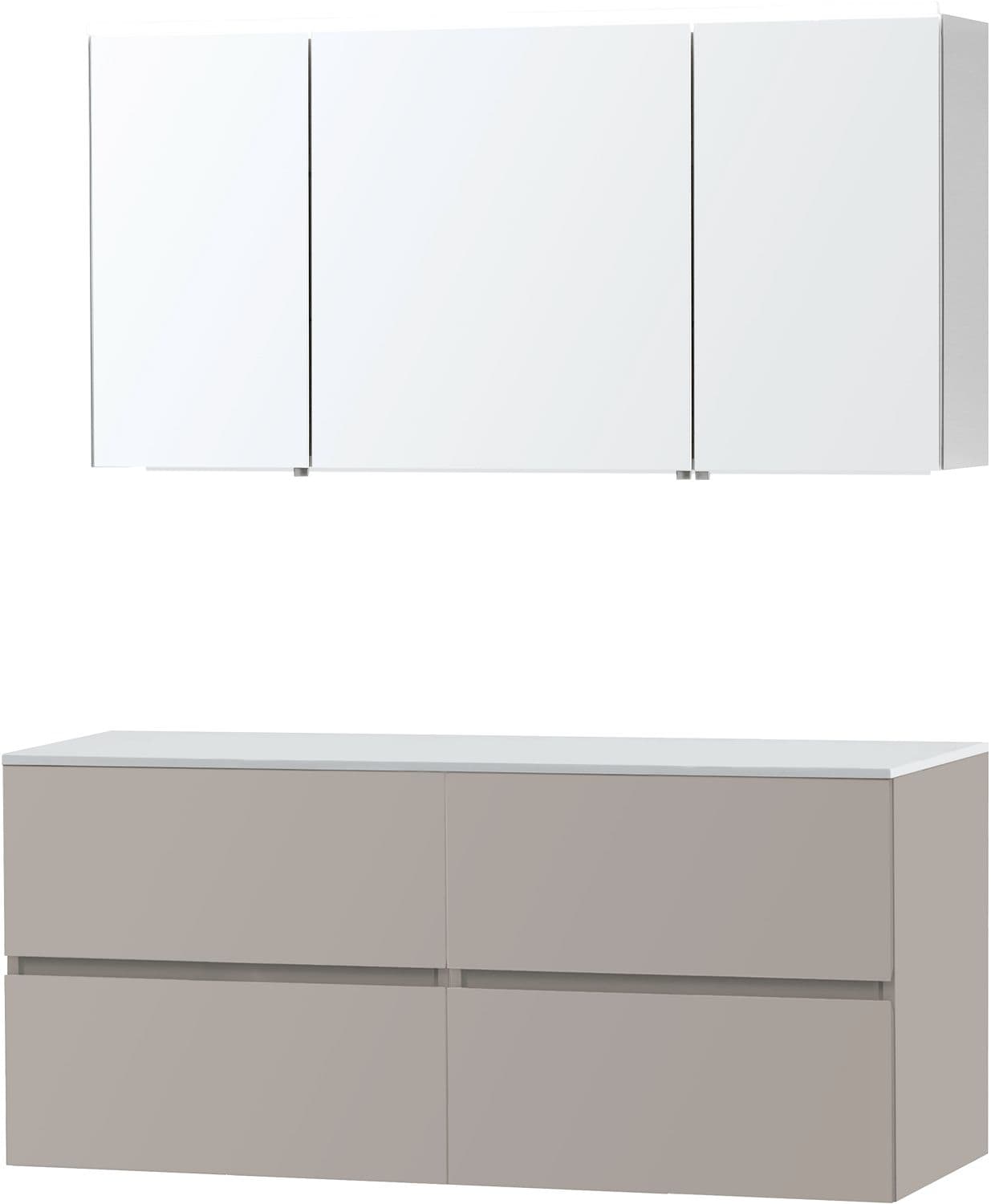 MEUBLE MOLTO POUDRE GRIS 140 POUR LAVABO A POSER SOLID ARMOIRE TOILETTE