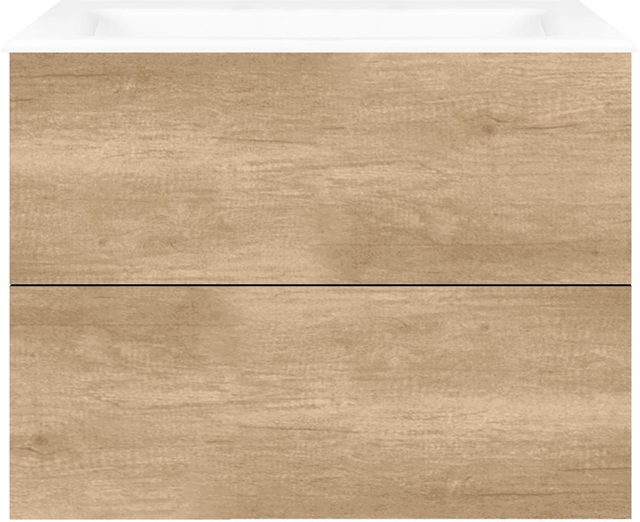 SOUS MEUBLE COFFEE 2 TIROIRS 80 CHENE DECOR CACHMIRE +LAVABO PORCELAINE SANS TROU ROBINET BLANC