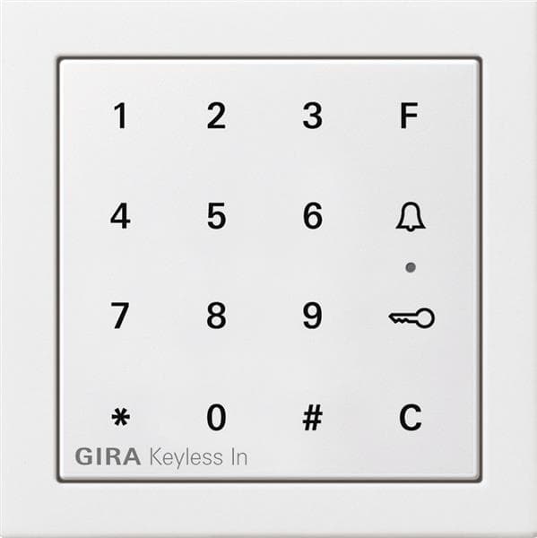Clavier à code Gira Keyless In Blanc brillant Gira F100 - clavier à code comme système de contrôle