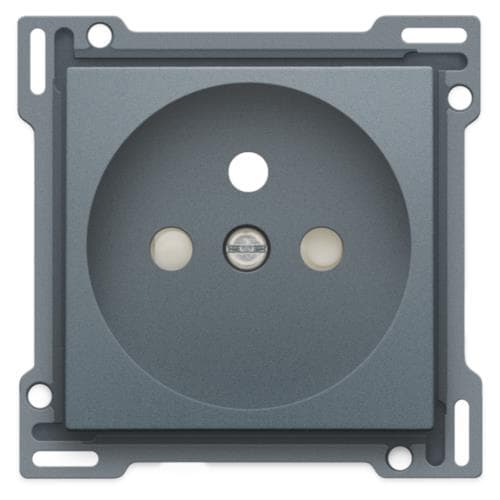 Set de finition pour prise de courant avec broche de terre 28.5mm Alu Steel