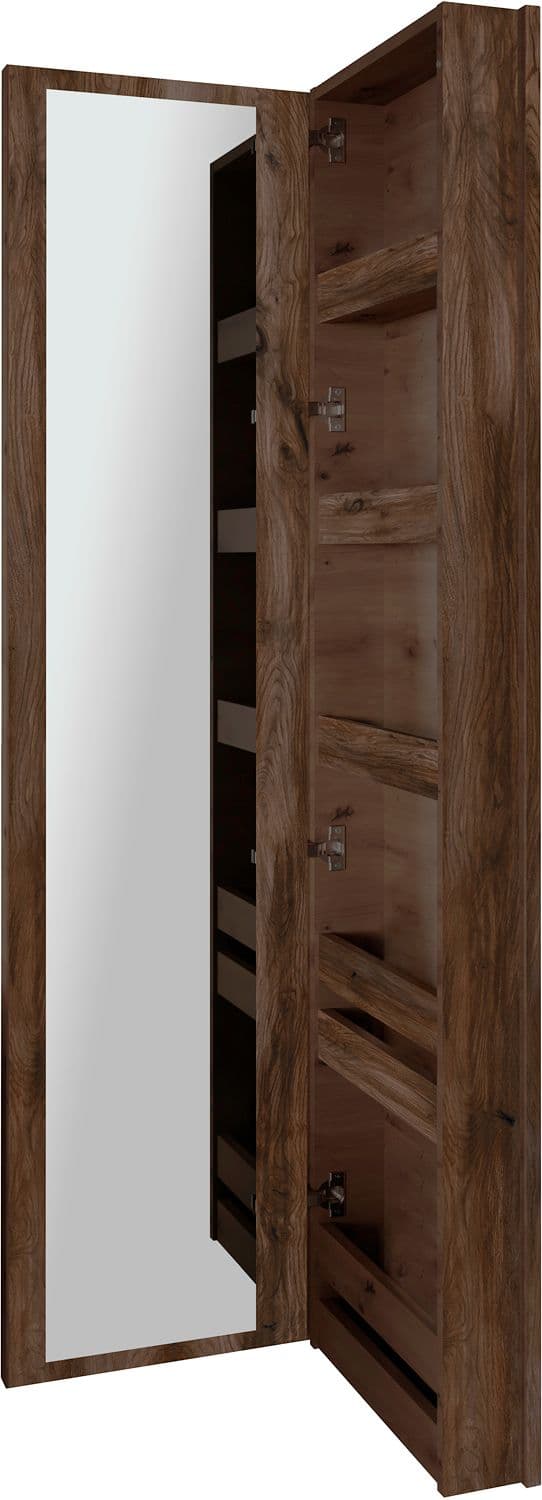 COMMODE MIROIR COFFEE ETROITE 1 PORTE DROITE 40 NOYER DECOR VELOURS