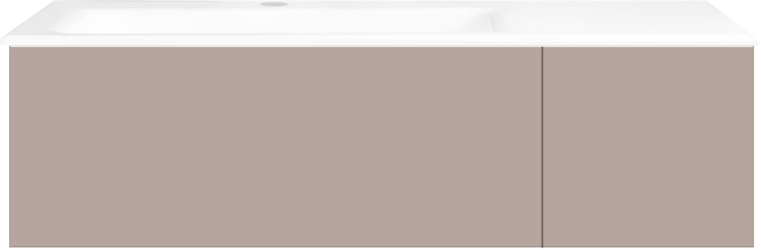 SOUS MEUBLE COFFEE 2 TIROIRS 110 GRIS BASALTE MAT +LAVABO GAUCHE PORCELAINE BLANC