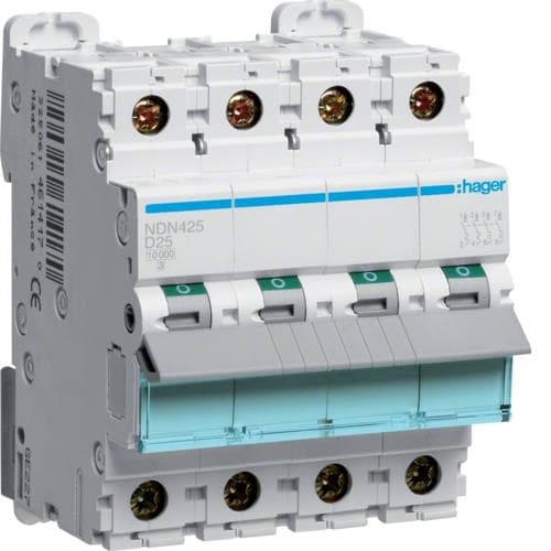 Disjoncteur 10kA - courbe D - 4 pôles - 25A - 4 modules