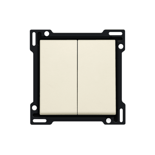 Set de finition pour interrupteur double allumage, interrupteur va-et-vient + bouton-poussoir N.O., interrupteur va-et-vient double ou bouton-poussoir double N.O. ou N.F., couleur cream