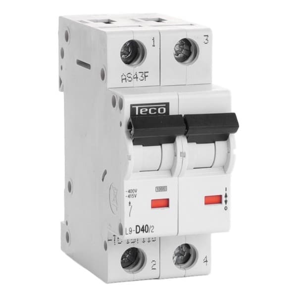 Disjoncteur 2 pôles 40A 10kA courbe D
