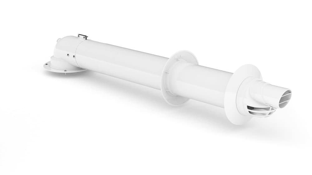 Bulex ventouse horizontale avec coude court D60/100 2 points de mesure L0,6-08m
