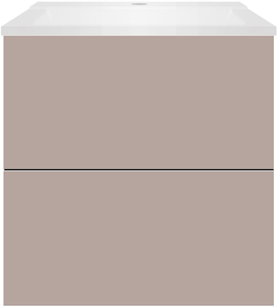 SOUS MEUBLE COFFEE 2 TIROIRS 60 MAT BASALTGRIJS+LAVABO BLANC MAT