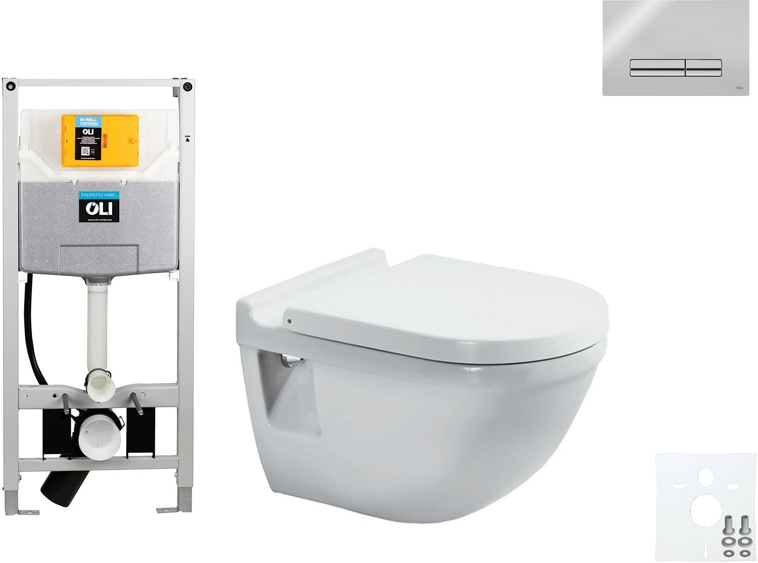 WALLFIX OLI WC SUSPENDU STARCK 3 DURAVIT GLAM BRILLANT CHROME