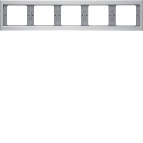 Plaque de recouvrement 5 postes pour montage horizontal Berker K.5 Alu