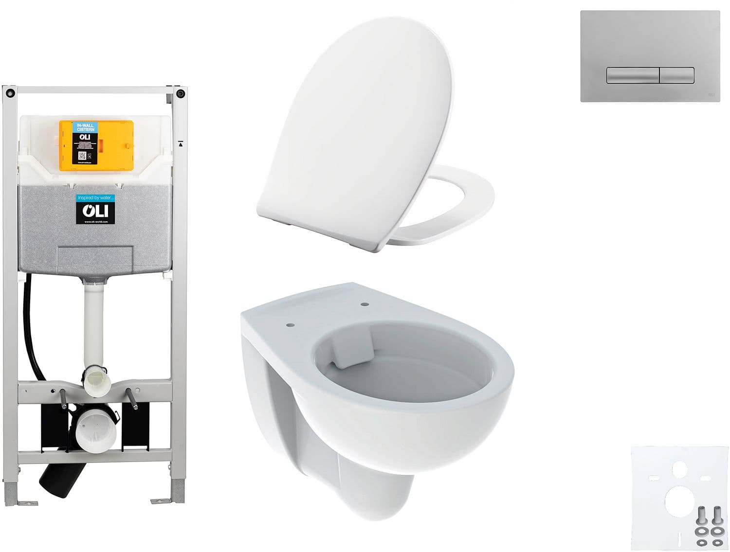 WALLFIX OLI WC SUSPENDU BASTIA RIMFREE PERSSALIT T SOFTCLOSE + LIFT-OFF GLAM MAT CHROME