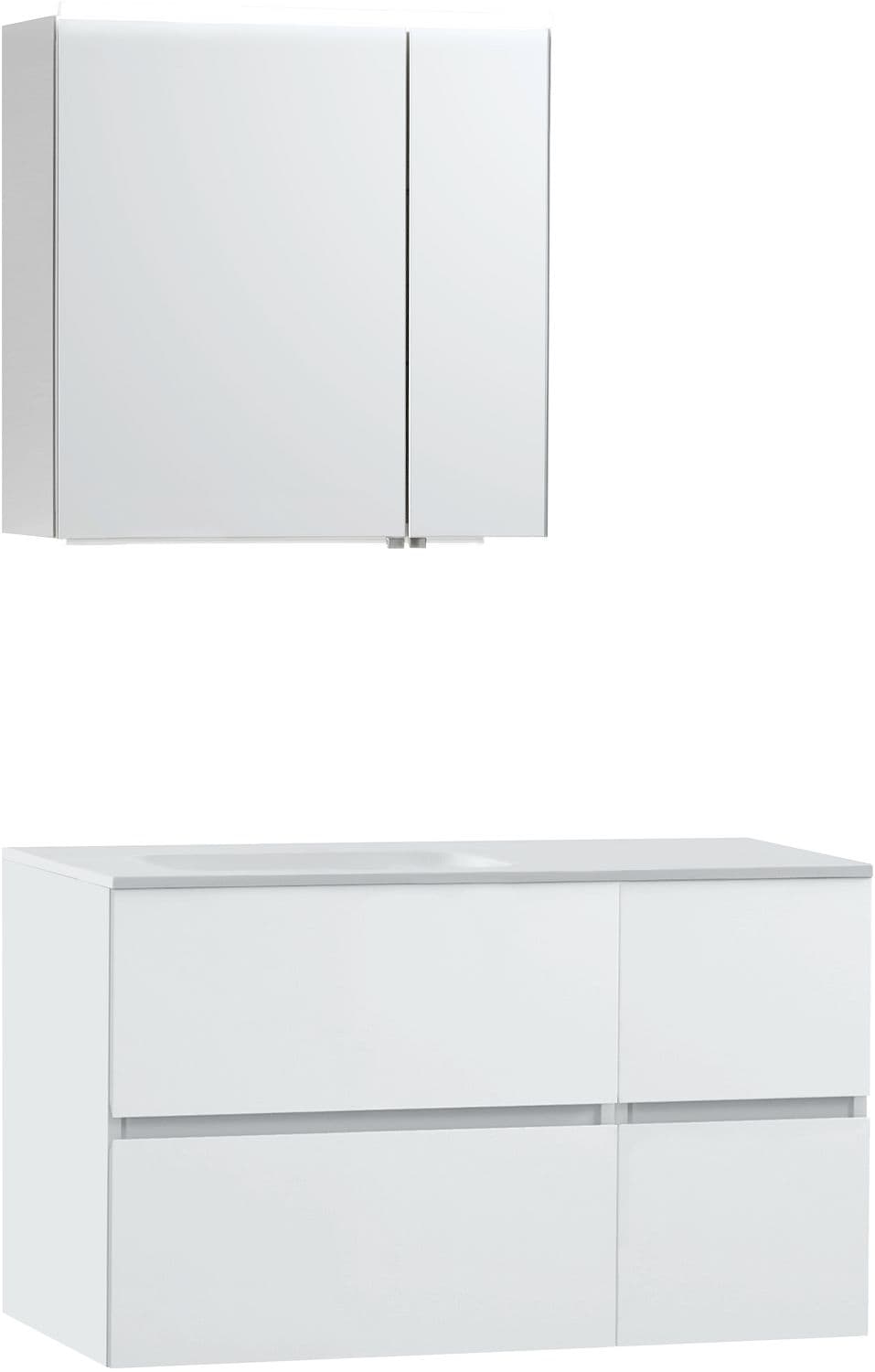 MEUBLE MOLTO POUDRE BLANC 105 GAUCHE SOLID ARMOIRE TOILETTE 70
