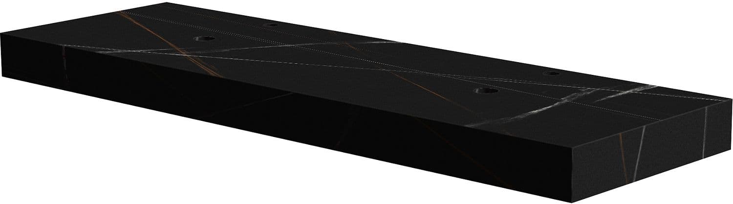 TABLET MARBRE CERAMIQUE PURO L160 H10 2VIDAGES/TROU ROBINETS BAMBOO BLACK