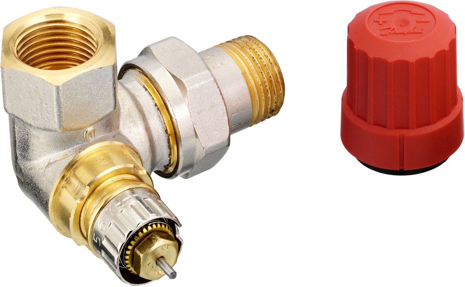 VANNE RADIATEUR THERMOSTATIQUEDANFOSS EQUERRE DOUBLE R 3/8"MF