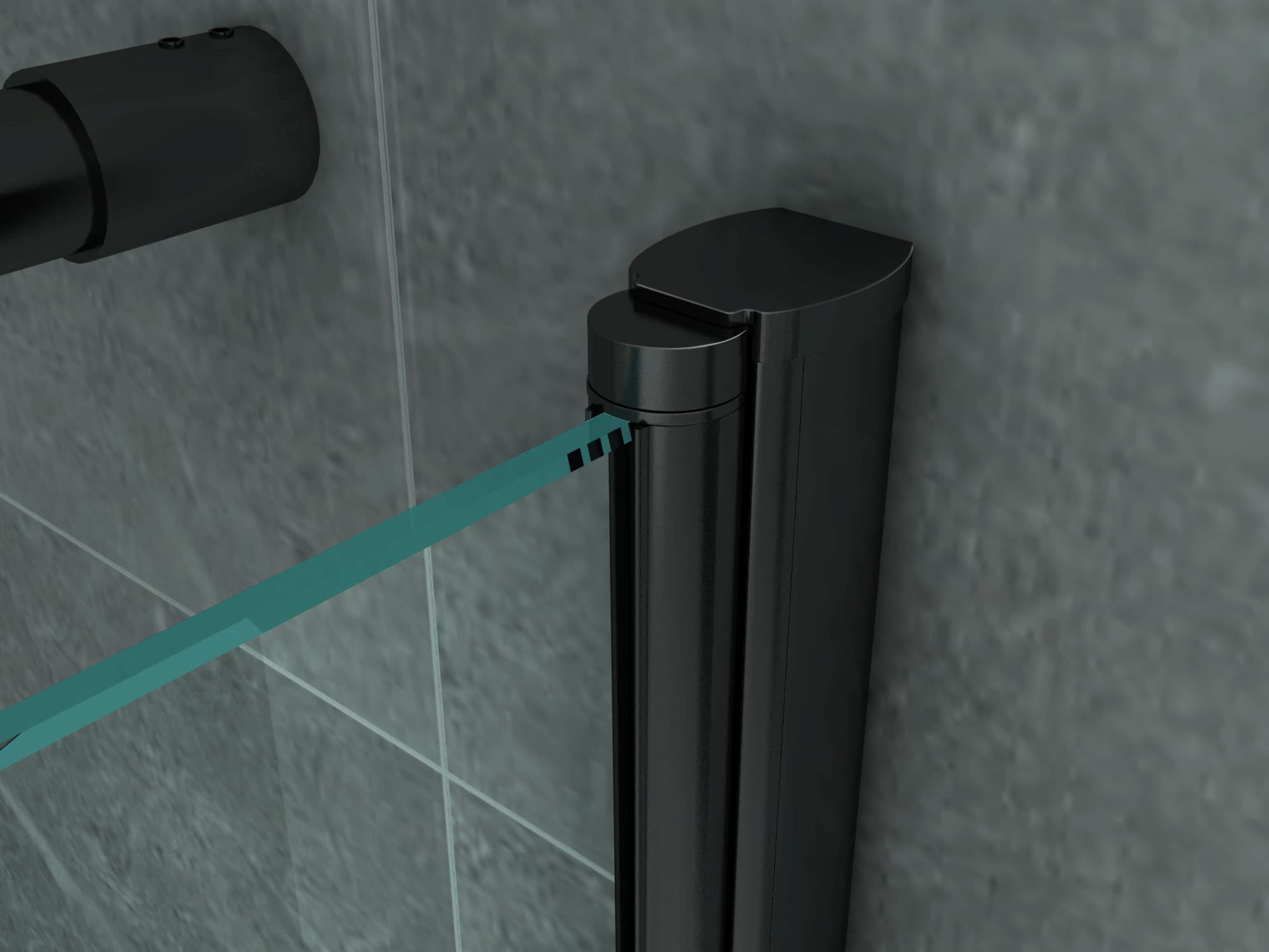 ALONI CABINE DE DOUCHE – PORTE PIVOTANTE ET PAROI LATÉRALE - 900X900X1900MM - NOIR MAT-VERRE CLAIR