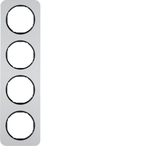 Plaque de recouvrement 4 postes Berker R.1 Alu / Noir