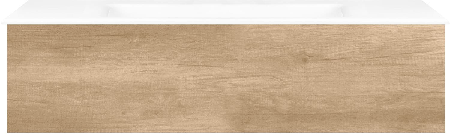 SOUS MEUBLE COFFEE 1 TIROIR 120 CHENE DECOR CACHMIRE +LAVABO PORCELAINE SANS TROU ROBINET BLANC