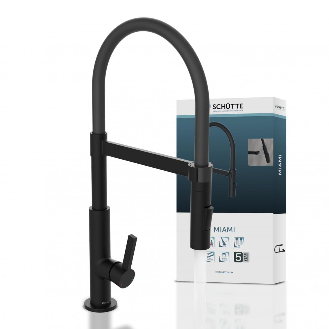 79147 MIAMI Mitigeur évier, noir mat, avec flexible soft-touch