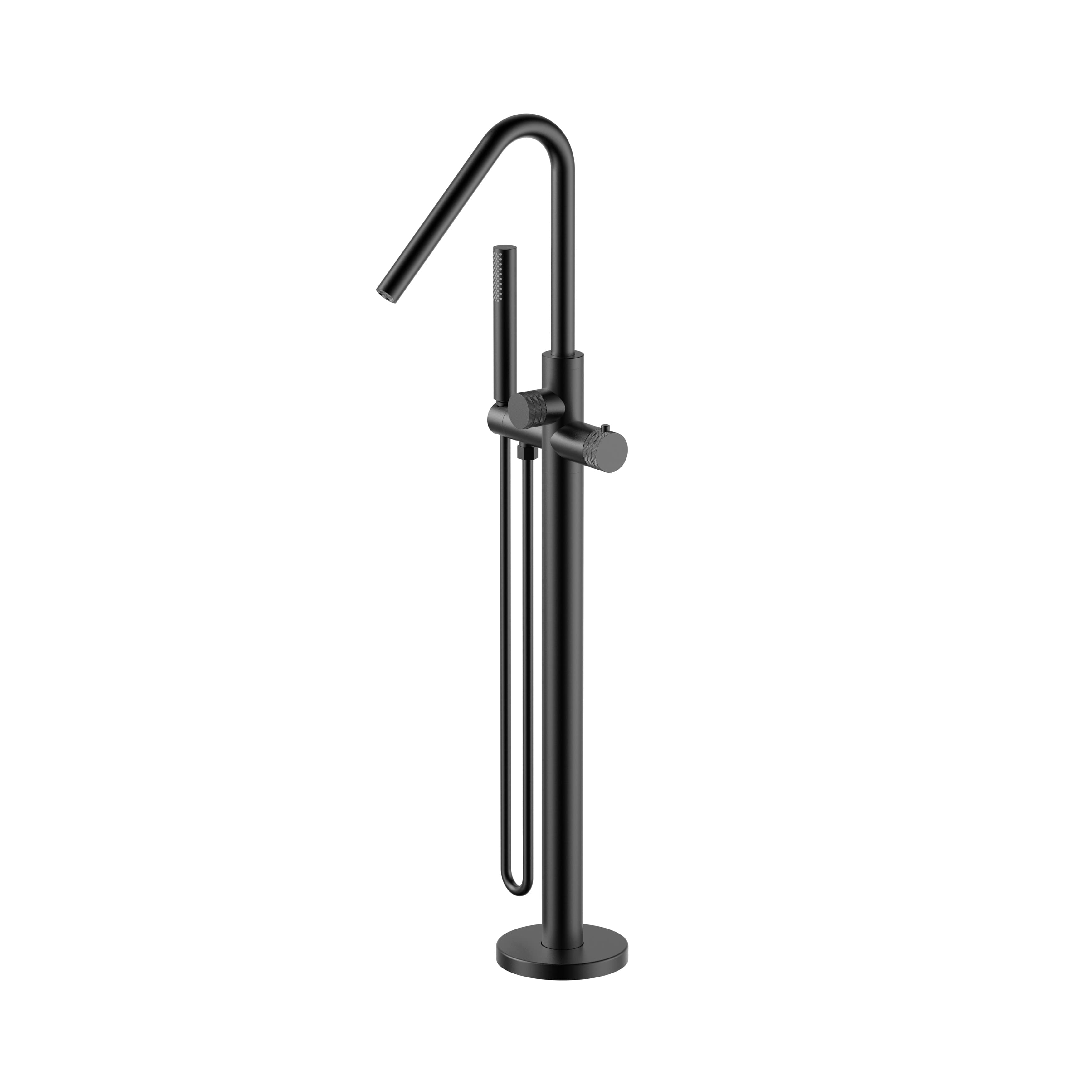 STRIA MITIGEUR DE BAIN – INDÉPENDANT – THERMOSTATIQUE – AVEC DOUCHETTE ET FLEXIBLE – BOUTONS AVEC STRUCTURE STRIÉE - BELGAQUA - NOIR MAT (PVD)