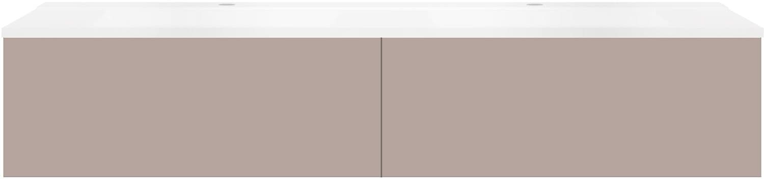 SOUS MEUBLE COFFEE 2 TIROIRS 160 DUO BASALTGRIJS +DOUBLE LAVABO BLANC