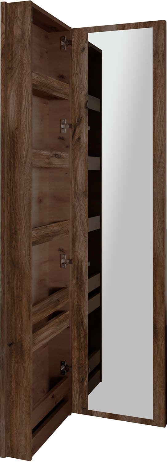 COMMODE MIROIR COFFEE ETROITE 1 PORTE GAUCHE 40 NOYER DECOR VELOURS