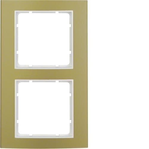 Plaque de recouvrement 2 postes Berker B.3 Alu, Or / Blanc polaire