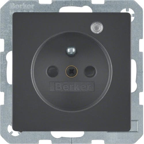 Prise de courant avec Led de contrôle Berker Q.1 / Q.3 Anthracite, Velours